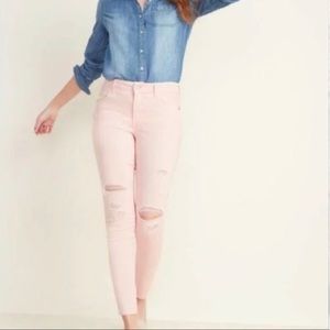 Old Navy Women Pink Distressed Rockstar Super Skinny Jeans